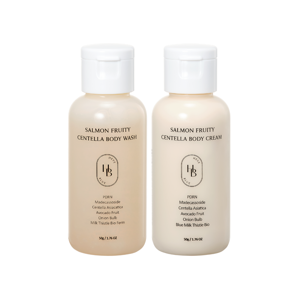 Heveblue Salmon Fruity Centella Body Travel Kit (2pcs)