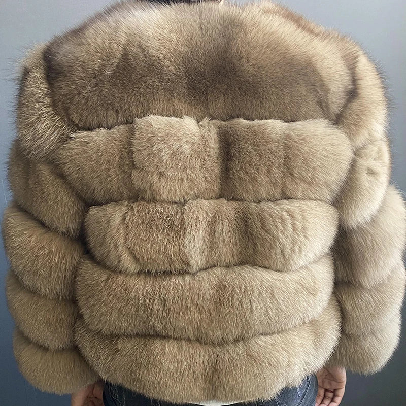 Winter women's Jacket Real Fox fur coat Stand Collar high street Coat real Fox Fur jackets women's coats in promotion WGLUVF FUR