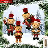 Handmade Wooden Bear Christmas Ornaments Set