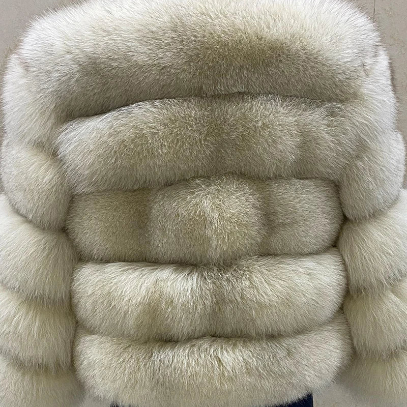 Winter women's Jacket Real Fox fur coat Stand Collar high street Coat real Fox Fur jackets women's coats in promotion WGLUVF FUR