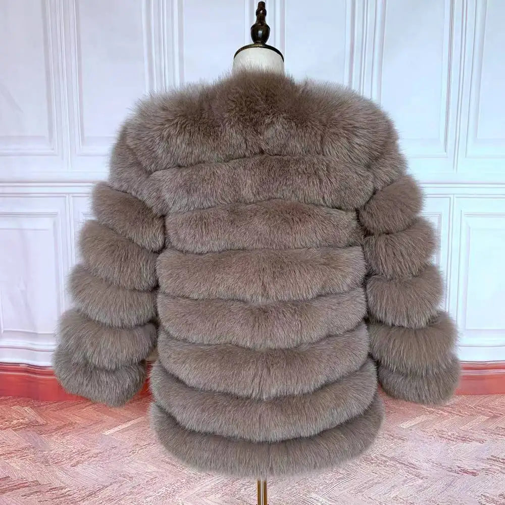 70CM 4in1 New Fast Shipping New Fashion Women Fashion Real Natural Fox Fur Long Coat Jacket for Winter Warm Over Coat