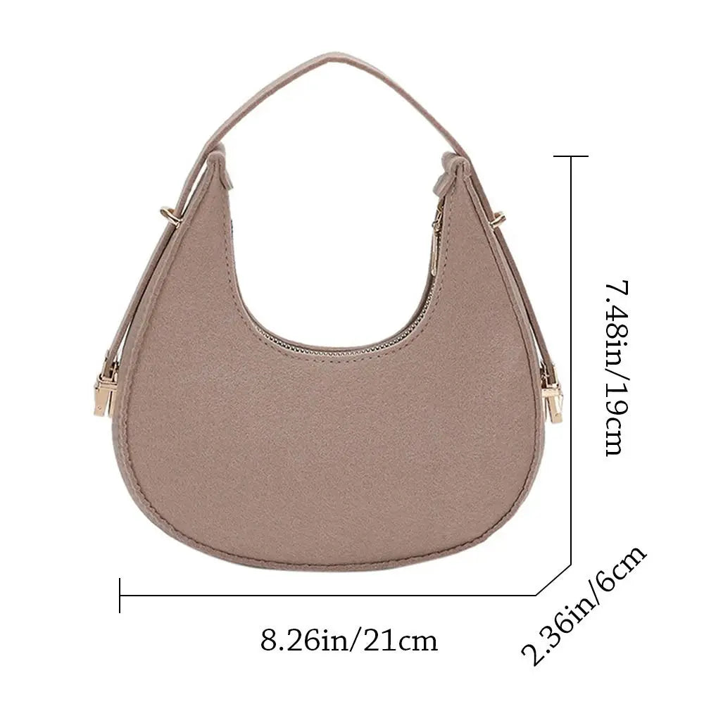 Women's Crocodile Grain Underarm Bags Felt Fashion Shoulder Bag Cute Simple Handbags Female Purses