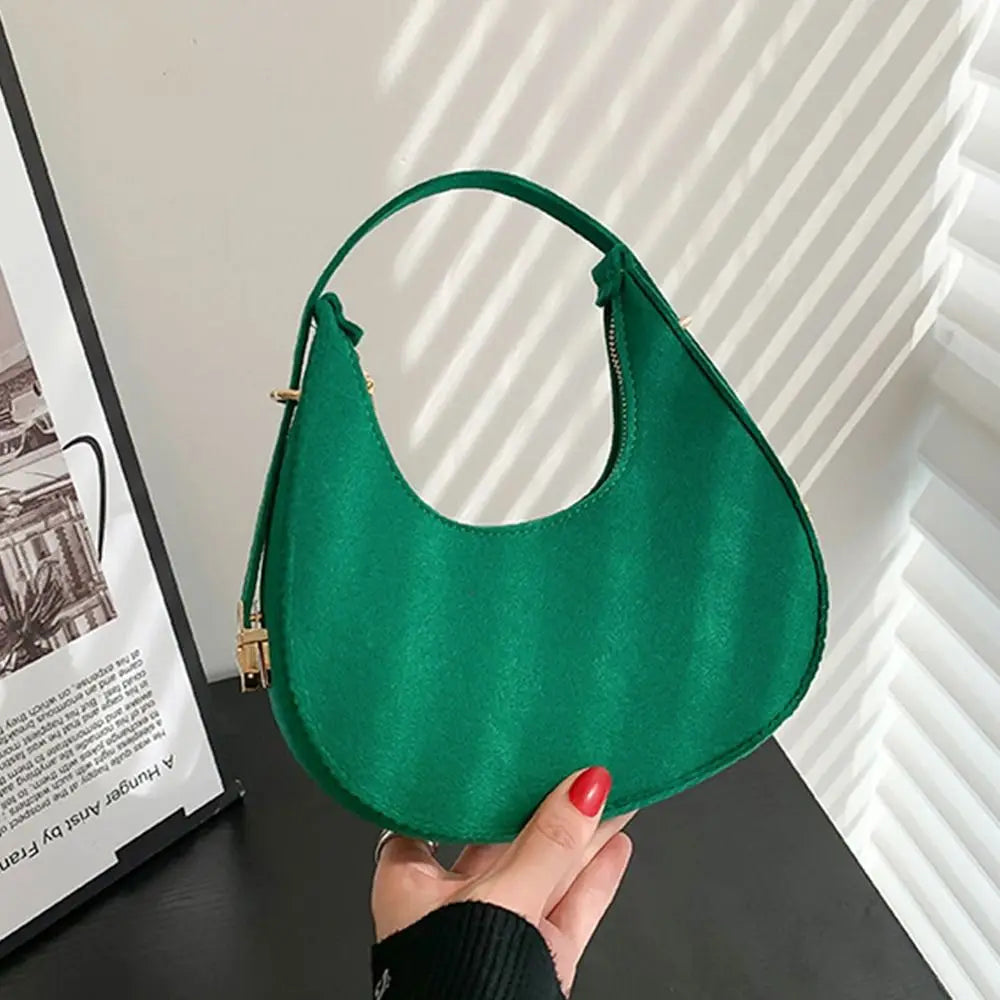 Women's Crocodile Grain Underarm Bags Felt Fashion Shoulder Bag Cute Simple Handbags Female Purses