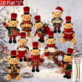 Handmade Wooden Bear Christmas Ornaments Set