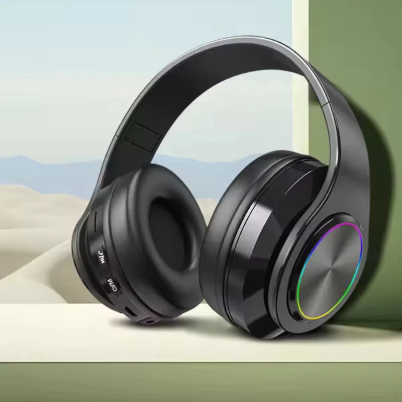 RGB Lighting Foldable Over-Ear Stereo Bluetooth Headphones B39