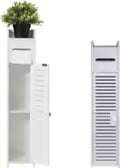Bathroom Floor Storage Cabinet with Doors and Shelves