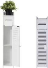 Bathroom Floor Storage Cabinet with Doors and Shelves