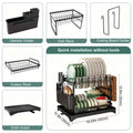 2-Tier Kitchen Countertop Dish Drying Rack with Drainer Utensil Holder