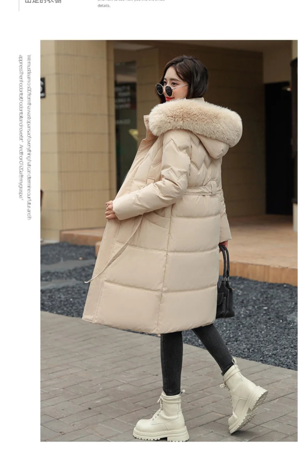 Big Fur Collar Thick Slim Coat Fashion Hooded Cotton Outerwear Long Winter Woman Coat Women's Down Parkas Winter Jacket