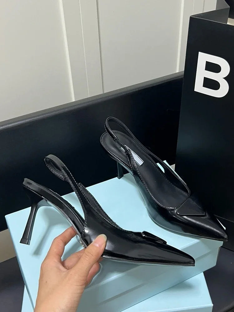 New Women Pumps Sexy Brand Pointed Toe Thin High Heels Women Hollow Elegant Office Shoes Patent Leather Classic Designer Sandals