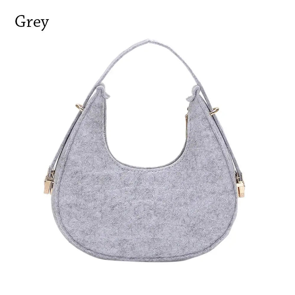 Women's Crocodile Grain Underarm Bags Felt Fashion Shoulder Bag Cute Simple Handbags Female Purses