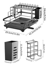 2-Tier Kitchen Countertop Dish Drying Rack with Drainer Utensil Holder