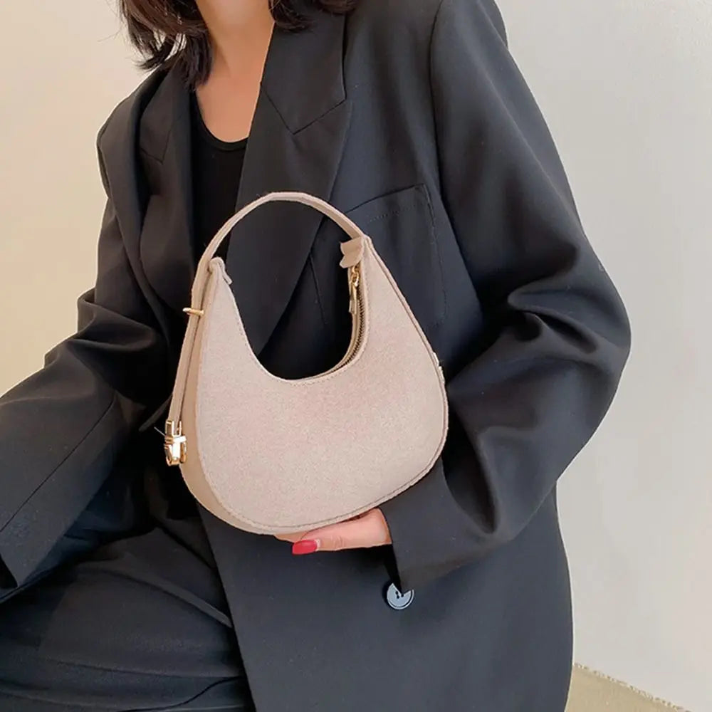 Women's Crocodile Grain Underarm Bags Felt Fashion Shoulder Bag Cute Simple Handbags Female Purses