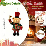Handmade Wooden Bear Christmas Ornaments Set