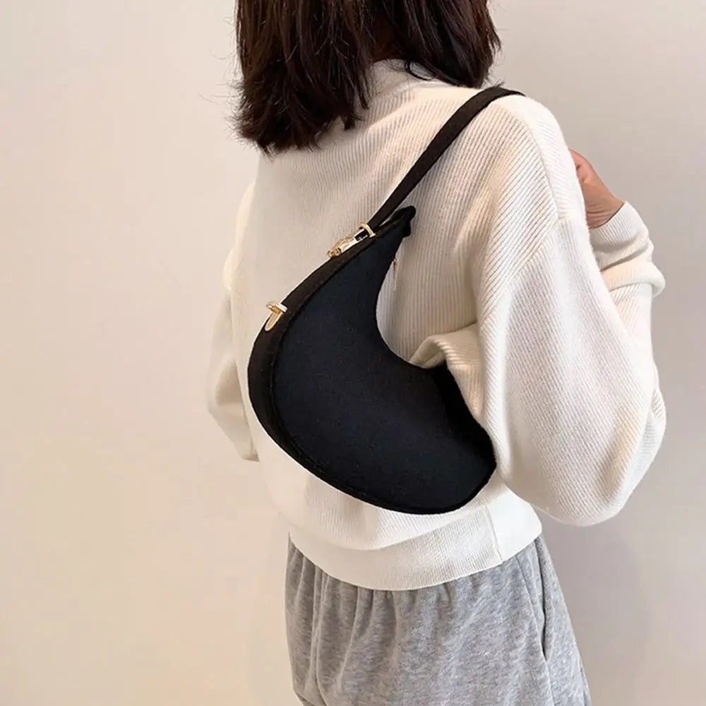 Women's Crocodile Grain Underarm Bags Felt Fashion Shoulder Bag Cute Simple Handbags Female Purses