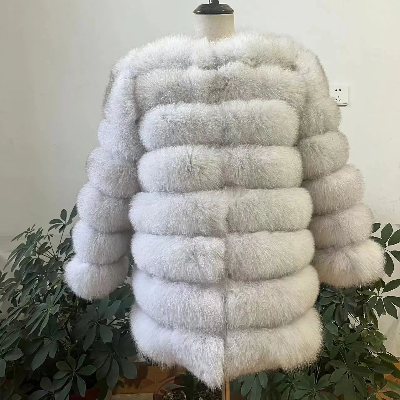 70CM 4in1 New Fast Shipping New Fashion Women Fashion Real Natural Fox Fur Long Coat Jacket for Winter Warm Over Coat