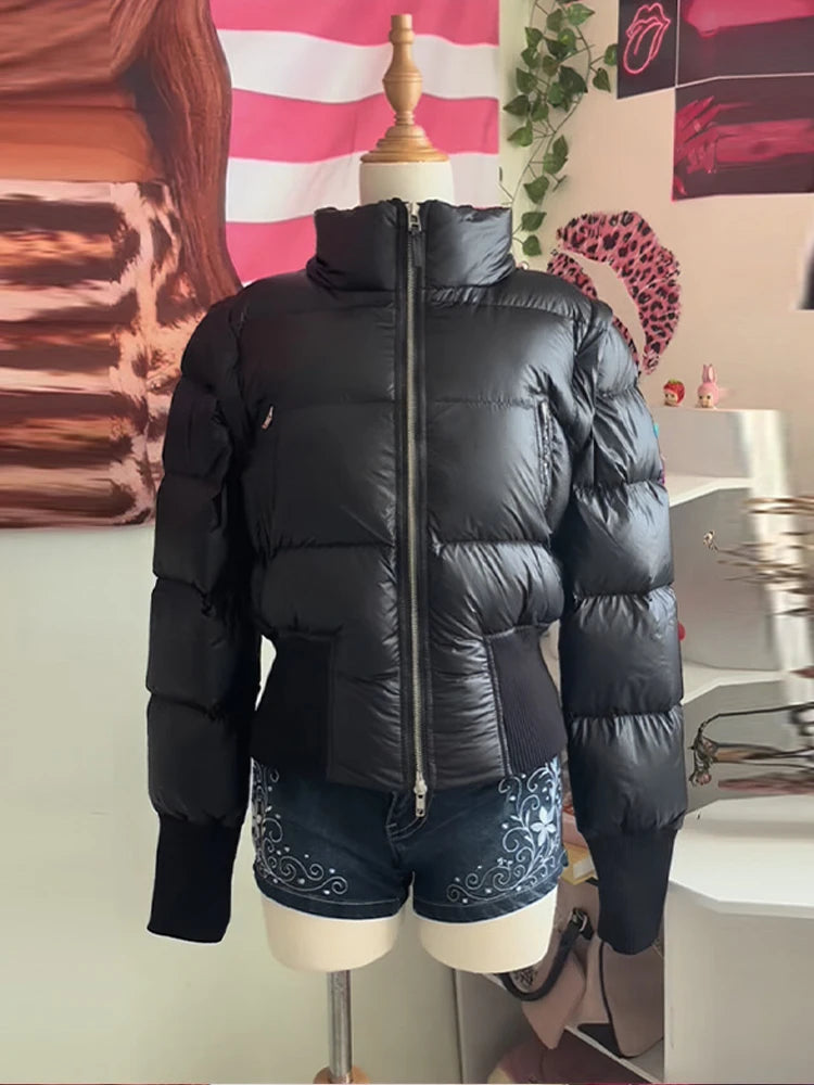 Slim Fit Women's Autumn and Winter Title Seamed Cotton Jacket Faux Fur Collar Long Sleeve Jacket Detachable 2025 New Jacket