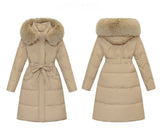 Big Fur Collar Thick Slim Coat Fashion Hooded Cotton Outerwear Long Winter Woman Coat Women's Down Parkas Winter Jacket