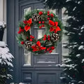 32cm Handmade Christmas Wreath with Cherry and Pinecone