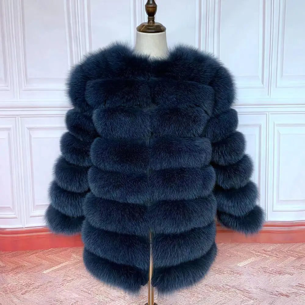70CM 4in1 New Fast Shipping New Fashion Women Fashion Real Natural Fox Fur Long Coat Jacket for Winter Warm Over Coat