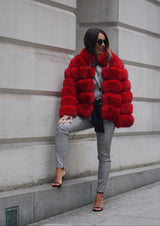 Winter women's Jacket Real Fox fur coat Stand Collar high street Coat real Fox Fur jackets women's coats in promotion WGLUVF FUR