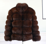 Winter women's Jacket Real Fox fur coat Stand Collar high street Coat real Fox Fur jackets women's coats in promotion WGLUVF FUR