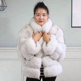 Winter women's Jacket Real Fox fur coat Stand Collar high street Coat real Fox Fur jackets women's coats in promotion WGLUVF FUR