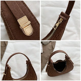 Women's Crocodile Grain Underarm Bags Felt Fashion Shoulder Bag Cute Simple Handbags Female Purses