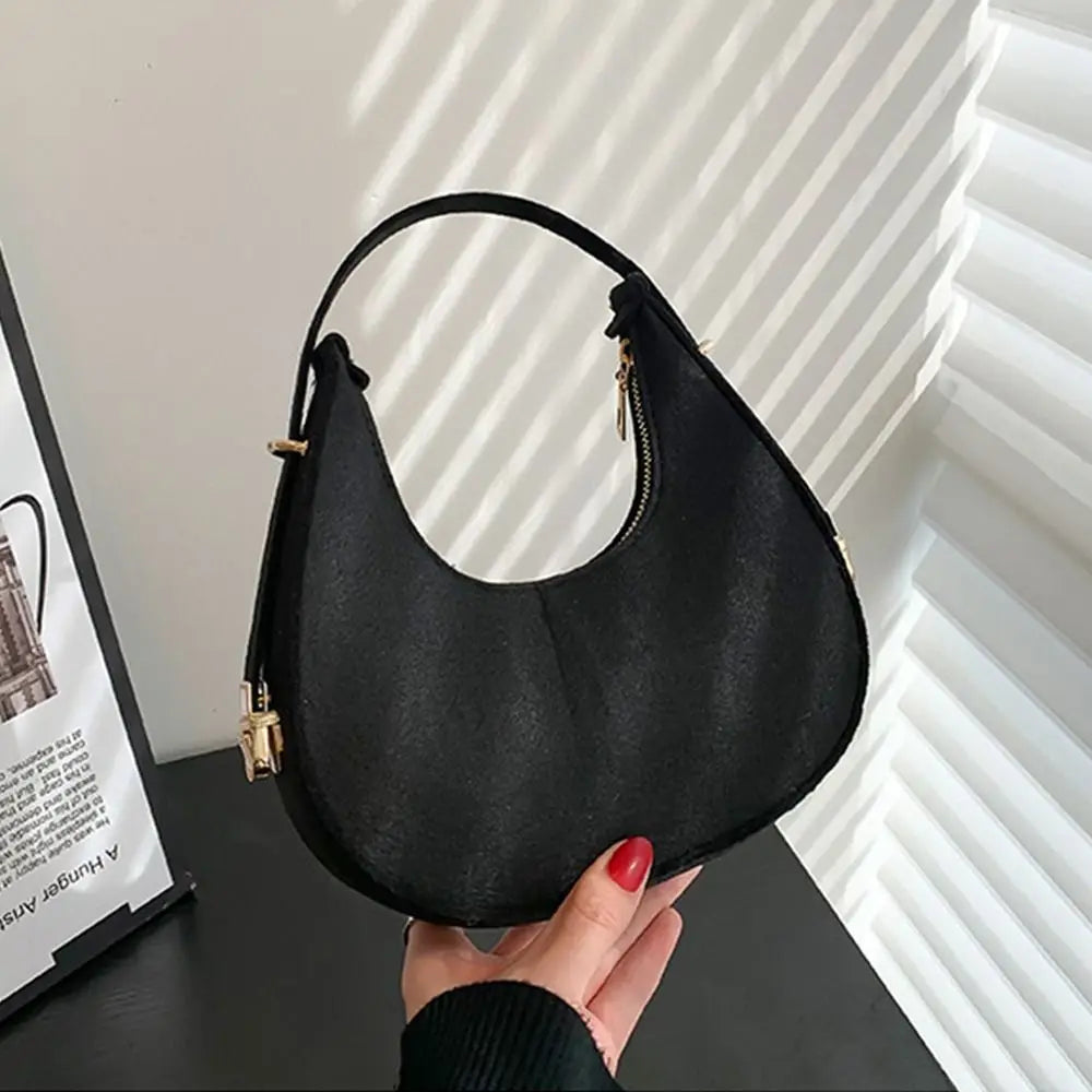 Women's Crocodile Grain Underarm Bags Felt Fashion Shoulder Bag Cute Simple Handbags Female Purses