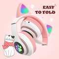 RGB Flash Cat Ear Foldable Wireless Stereo Headphones