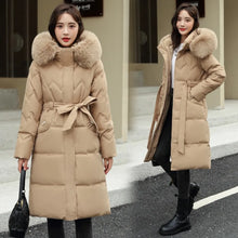 Big Fur Collar Thick Slim Coat Fashion Hooded Cotton Outerwear Long Winter Woman Coat Women's Down Parkas Winter Jacket