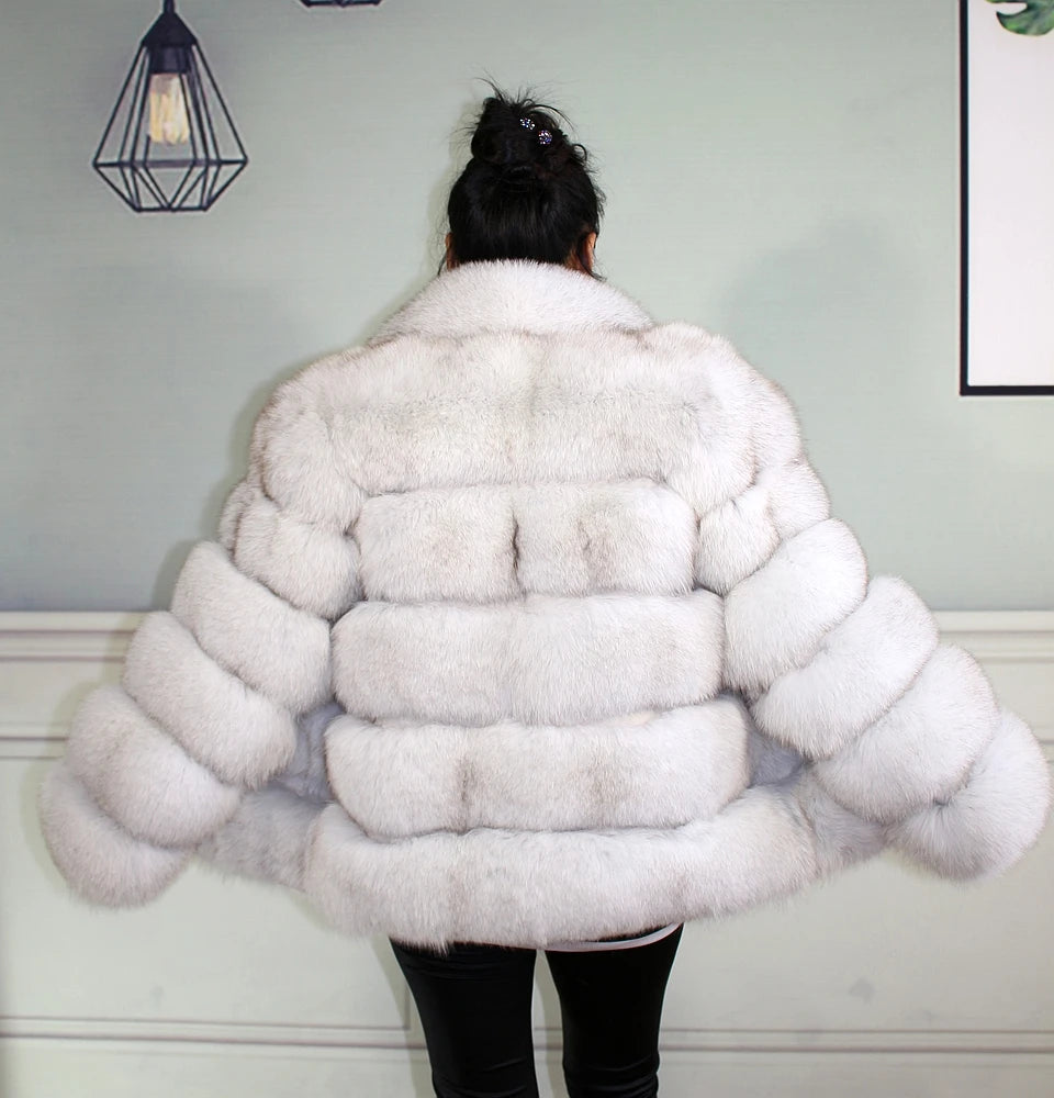 Winter women's Jacket Real Fox fur coat Stand Collar high street Coat real Fox Fur jackets women's coats in promotion WGLUVF FUR