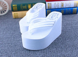 Bohemian Women's Thong Slippers 11cm Thick Heel Anti-Slip Summer Beach Sandals Fashionable Korean Style Flat Footwear