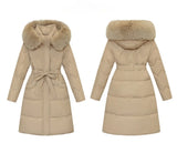 Big Fur Collar Thick Slim Coat Fashion Hooded Cotton Outerwear Long Winter Woman Coat Women's Down Parkas Winter Jacket
