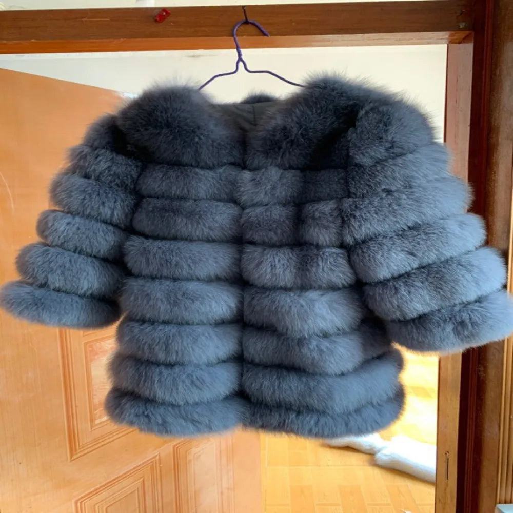 70CM 4in1 New Fast Shipping New Fashion Women Fashion Real Natural Fox Fur Long Coat Jacket for Winter Warm Over Coat