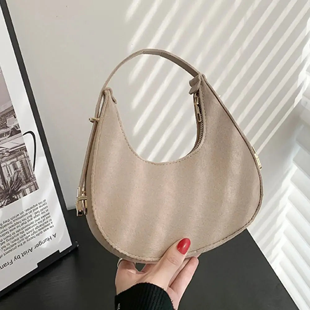 Women's Crocodile Grain Underarm Bags Felt Fashion Shoulder Bag Cute Simple Handbags Female Purses