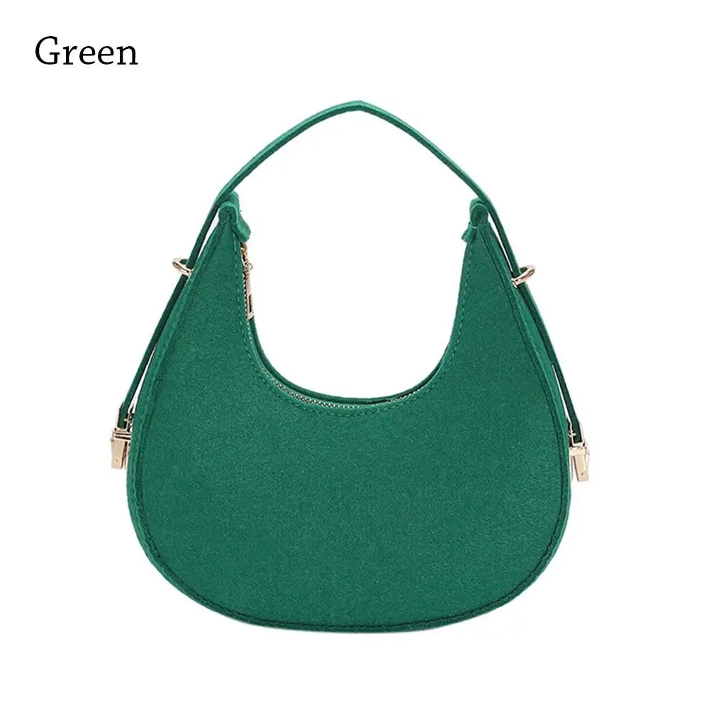 Women's Crocodile Grain Underarm Bags Felt Fashion Shoulder Bag Cute Simple Handbags Female Purses