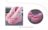 Bohemian Women's Thong Slippers 11cm Thick Heel Anti-Slip Summer Beach Sandals Fashionable Korean Style Flat Footwear
