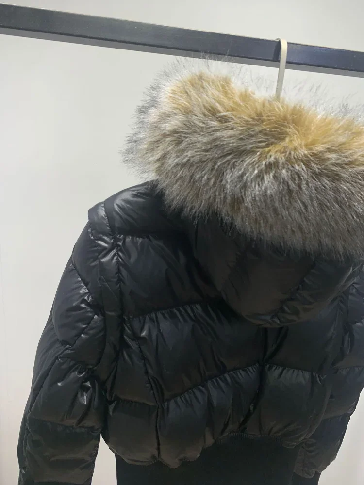 Slim Fit Women's Autumn and Winter Title Seamed Cotton Jacket Faux Fur Collar Long Sleeve Jacket Detachable 2025 New Jacket