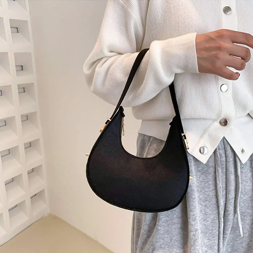 Women's Crocodile Grain Underarm Bags Felt Fashion Shoulder Bag Cute Simple Handbags Female Purses