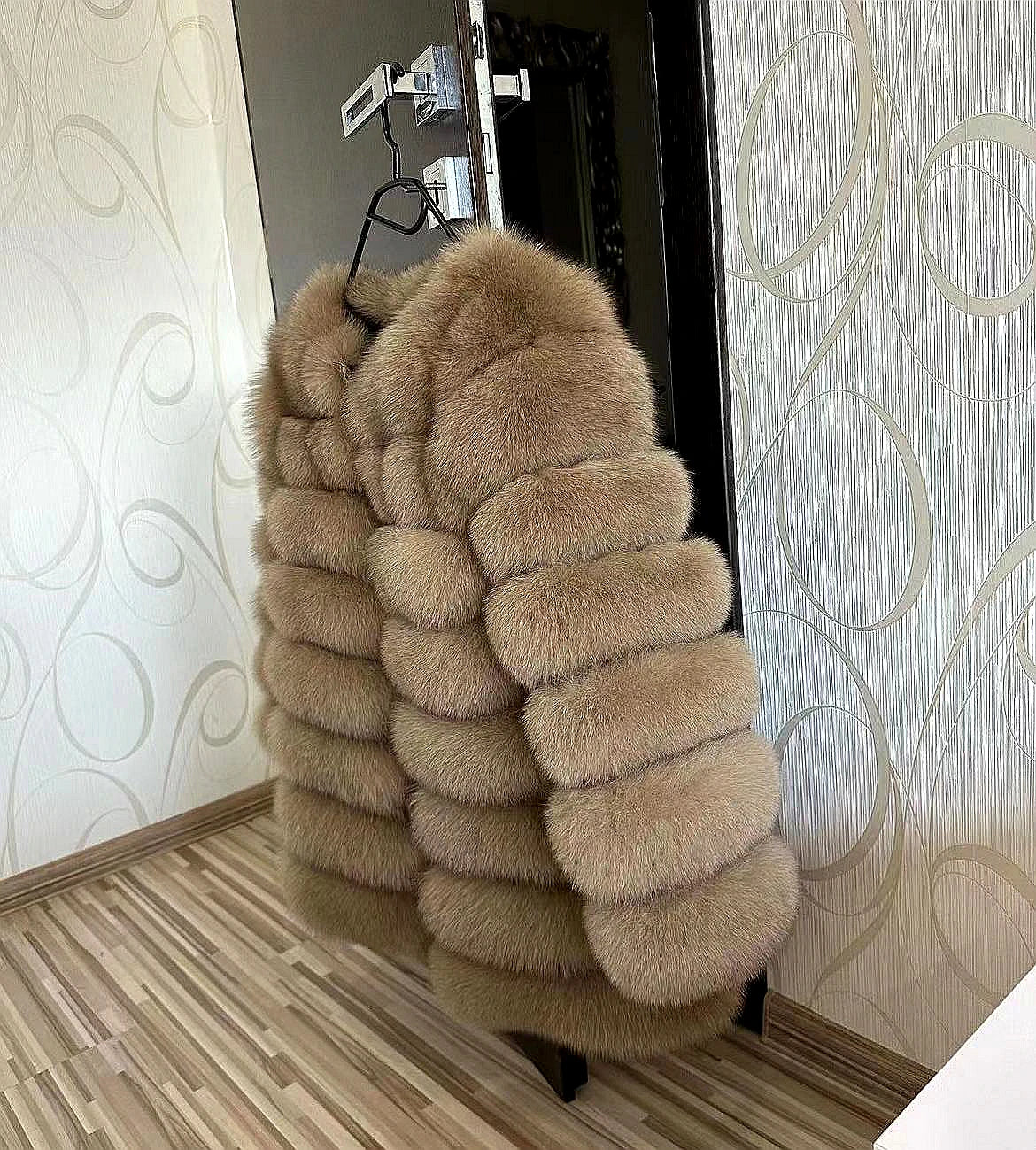 70CM 4in1 New Fast Shipping New Fashion Women Fashion Real Natural Fox Fur Long Coat Jacket for Winter Warm Over Coat