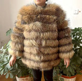 70CM 4in1 New Fast Shipping New Fashion Women Fashion Real Natural Fox Fur Long Coat Jacket for Winter Warm Over Coat