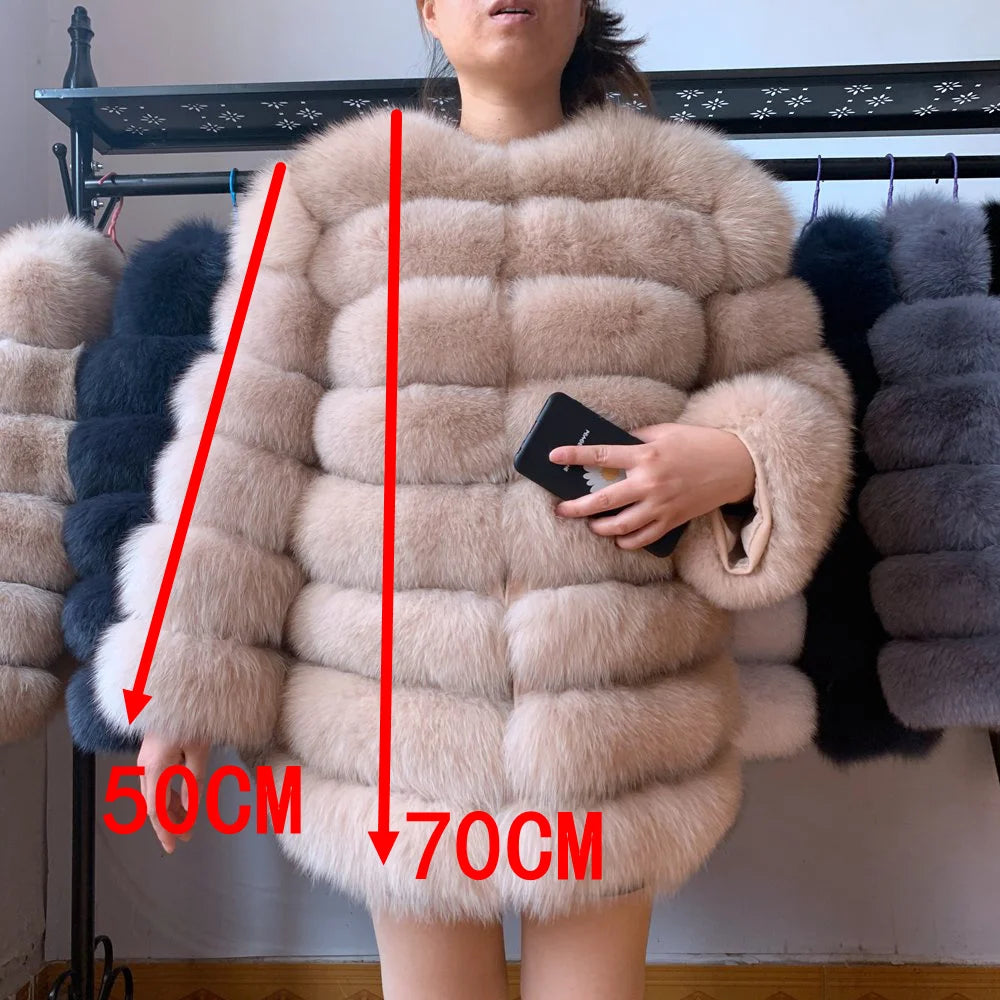 70CM 4in1 New Fast Shipping New Fashion Women Fashion Real Natural Fox Fur Long Coat Jacket for Winter Warm Over Coat