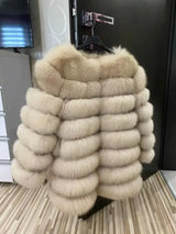 70CM 4in1 New Fast Shipping New Fashion Women Fashion Real Natural Fox Fur Long Coat Jacket for Winter Warm Over Coat