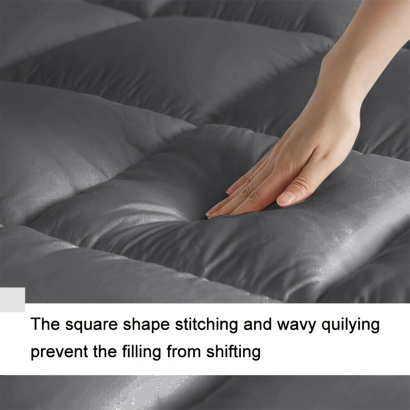 1pc Hotel Quality Mattress Topper 10cm Thick - Ultra-Soft Microfiber, Anti-Shift & Even Weight Distribution, UK Bed Sizes Single/Double/King/Super King, Grey