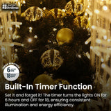 Just for Christmas 20M White LED Plug-In Indoor String Fairy Lights Bedroom Living Room Decor 200 LEDs 8 Modes with 6H On 18H Off Timer Function for Seasonal and Everyday Decoration