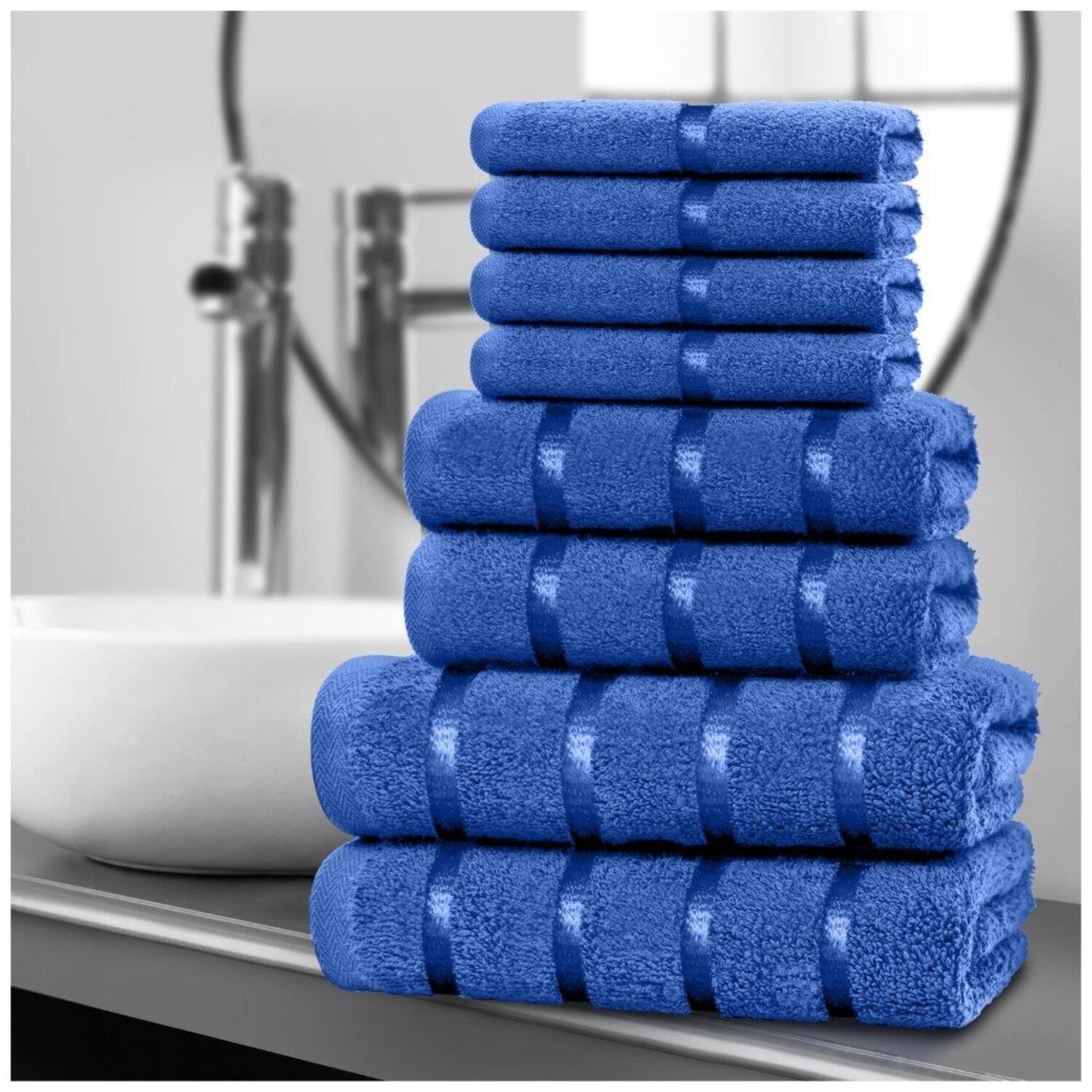 8pcs Egyptian Cotton Towel Set | Quick-Drying & Highly Absorbent | Includes 4 Face, 2 Hand, 2 Bath Towels | Sophisticated Boston Design | 15 Elegant Colours | Machine Washable