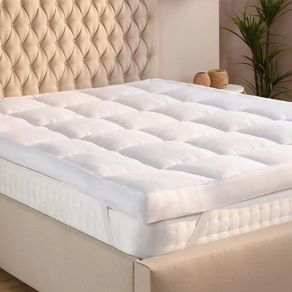 Microfiber Mattress Topper 4 Inch/10cm Heavy Fill Super Soft and Fluffy Single Double King Box Stitched Mattress Topper Extra Thick