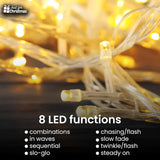 Just for Christmas 20M White LED Plug-In Indoor String Fairy Lights Bedroom Living Room Decor 200 LEDs 8 Modes with 6H On 18H Off Timer Function for Seasonal and Everyday Decoration