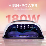 LED Nail Lamp, 180W Nail Dryer for Gel Polish with LCD Display, Auto Sensor And 4 Timer Settings, Professional Gel Lamp Gel Polish Light with 42 LED Beads for Salon And Home.Use Nail Lamp to Make Nails to Match Party Dress An